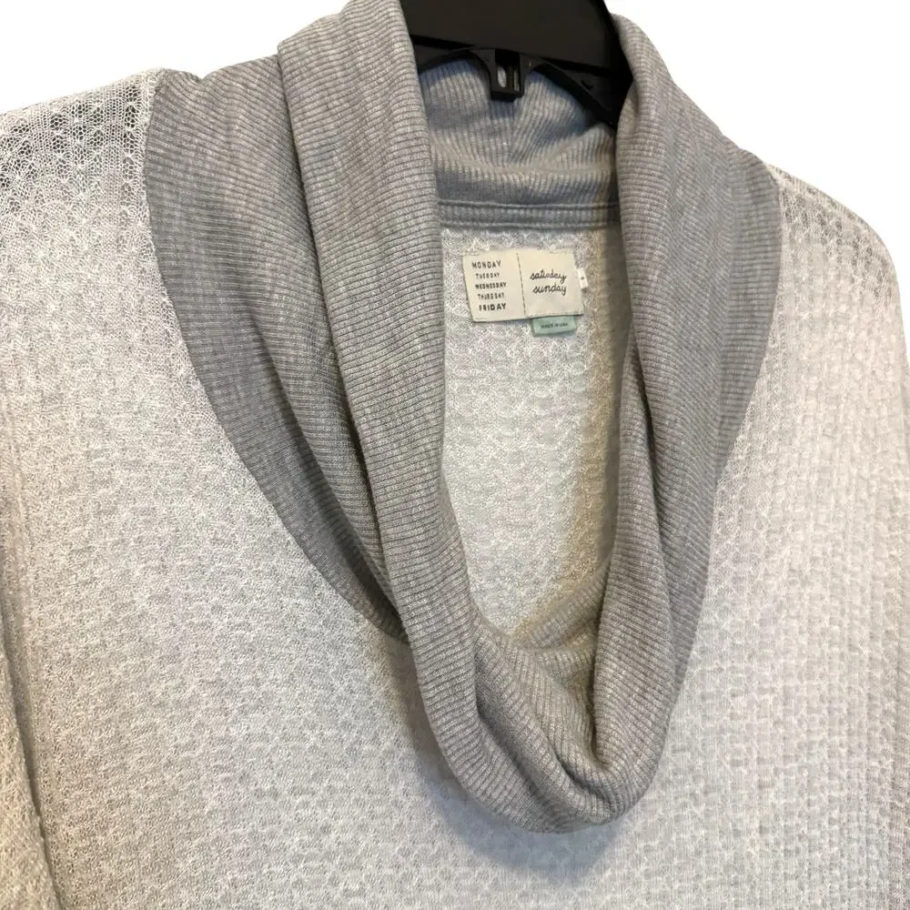 Anthropologie Saturday Sunday Waffle Cowlneck Pullover Top Small